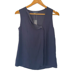 NWT French Connection Navy Blue Hannah Crepe Sleeveless Top • Size 2 🗣